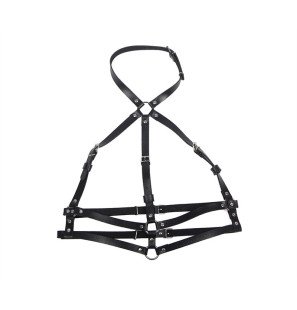 Subblime schwarzes Leder-Brustharness mit Ringen – Einheitsgröße – Bild 4