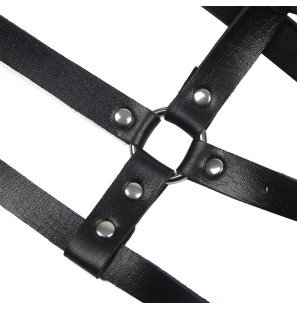 Subblime schwarzes Leder-Brustharness mit Ringen – Einheitsgröße – Bild 5