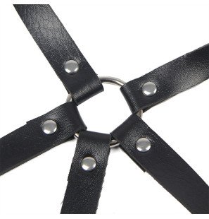 Subblime schwarzes Leder-Brustharness mit Ringen – Einheitsgröße – Bild 6