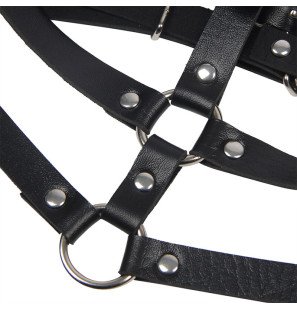 Subblime schwarzes Leder-Brustharness mit Ringen – Einheitsgröße – Bild 7