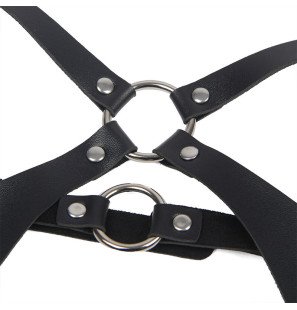 SUBBLIME black leather full-body harness with buckles, one size – image 5