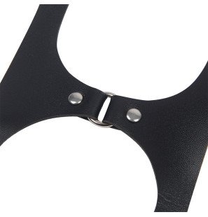 SUBBLIME black leather full-body harness with buckles, one size – image 7