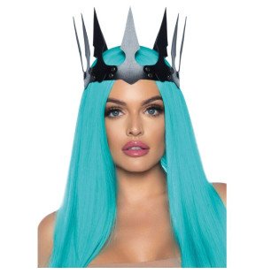 Leg Avenue black faux leather crown with studs – image 1
