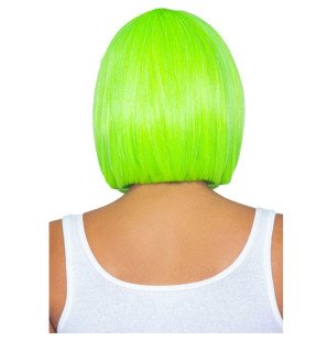 Neon groene fluorescerende bobpruik in bobmodel – foto 2