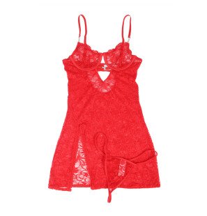 SUBBLIME rode kanten babydoll met verstelbare bandjes S/M – foto 4