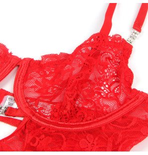 SUBBLIME rode kanten babydoll met verstelbare bandjes S/M – foto 5