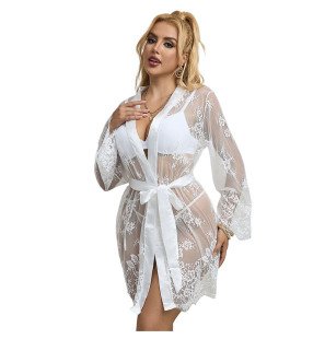 SUBBLIME biała koszulka babydoll w kwiaty, długie rękawy S/M – zdjęcie 5