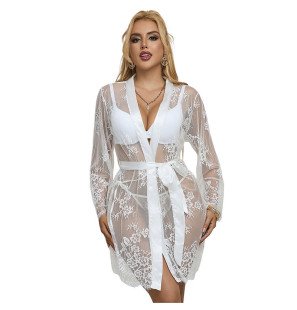 SUBBLIME biała koszulka babydoll w kwiaty, długie rękawy S/M – zdjęcie 6