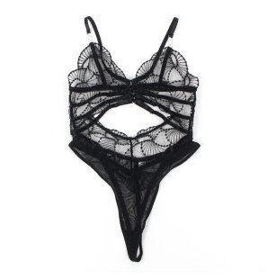 Czarne, przezroczyste koronkowe body L/XL – zdjęcie 6