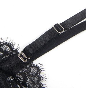 Czarne koronkowe body z kokardkami i paskami do pończoch L/XL – zdjęcie 8