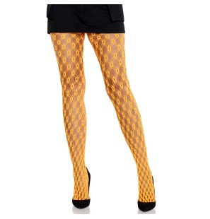 Collant en dentelle avec œillets néon orange Leg Avenue – photo 1