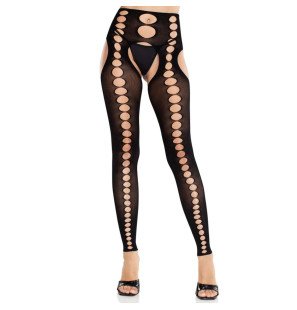LEG AVENUE schwarze nahtlose blickdichte halterlose Strümpfe – Bild 1