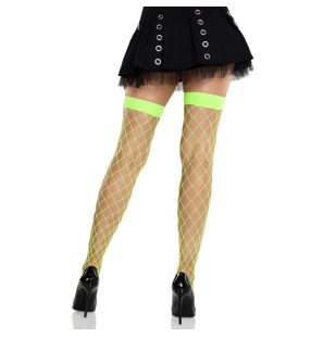 Leg Avenue Wide-Mesh Neon Green Fishnet Tights – image 2