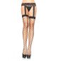 LEG AVENUE schwarze Netzstrümpfe mit Spitzen-Strumpfband – Bild 1
