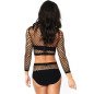 LEG AVENUE Zweiteiliges Dessous-Set mit langen Ärmeln aus Netzstoff, Einheitsgröße – Bild 2