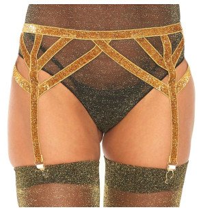 LEG AVENUE gold lurex garter for women, one size – image 1