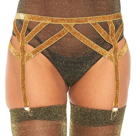 LEG AVENUE gouden lurex kousenband voor dames, one size – foto 1