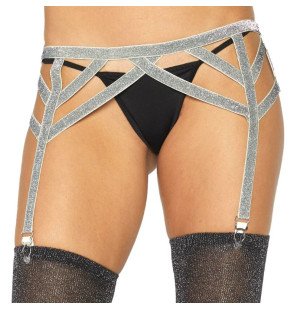 Silver lurex garter by Leg Avenue, one size – image 1