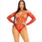 LEG AVENUE czerwone błyszczące body bez kroku – zdjęcie 1