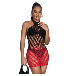 SUBBLIME robe résille extensible rouge et noire, taille unique – photo 1