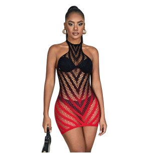 SUBBLIME robe résille extensible rouge et noire, taille unique – photo 3