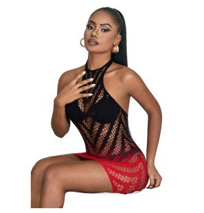 SUBBLIME robe résille extensible rouge et noire, taille unique – photo 6