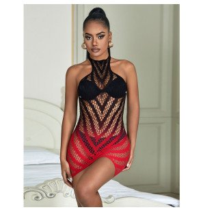 SUBBLIME red and black stretch fishnet dress, one size – image 10