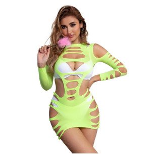 Green Stretch Mesh Long-Sleeved Dress by SUBBLIME – image 4
