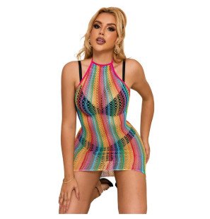 Rainbow fishnet dress, one size – image 3
