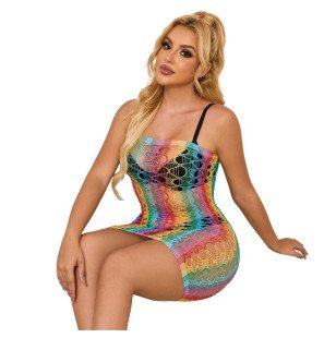Subblime robe en résille arc-en-ciel à épaules dénudées, taille unique – photo 6