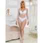 White mesh bodystocking with long sleeves and diamond detail – image 4