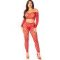 Rotes Dessous-Set mit Crop-Top und Strümpfen One Size – Bild 1