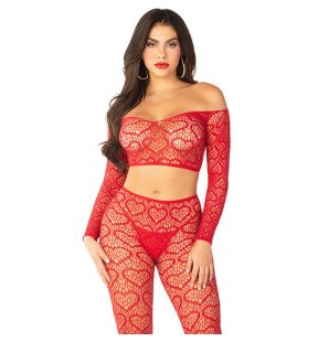 Ensemble de lingerie rouge avec crop top et bas One Size – photo 2