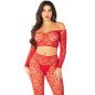 Rotes Dessous-Set mit Crop-Top und Strümpfen One Size – Bild 2