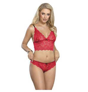 SUBBLIME 3-piece lace and satin lingerie set, red, S/M – image 4