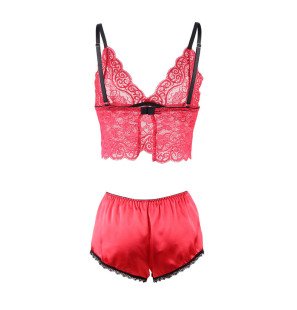 SUBBLIME ensemble de lingerie rouge en dentelle et satin, 3 pièces, taille L/XL – photo 6