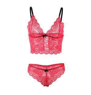 SUBBLIME ensemble de lingerie rouge en dentelle et satin, 3 pièces, taille L/XL – photo 7