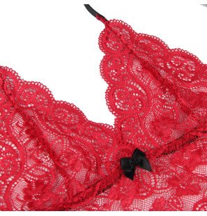 SUBBLIME ensemble de lingerie rouge en dentelle et satin, 3 pièces, taille L/XL – photo 10