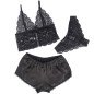 3-delige lingerie set van zwart kant en satijn S/M – foto 3
