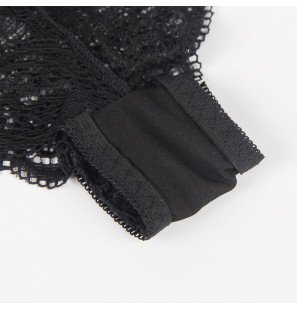 3-częściowy zestaw bielizny z czarnej koronki i satyny S/M – zdjęcie 10