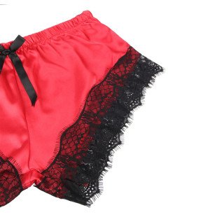 Black and Red Satin and Lace Pyjama Set S/M – image 7