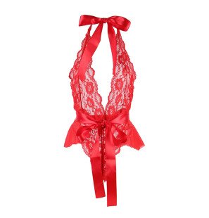 Lingerie Bodysuit with Ruffles and Red Belt L/XL – image 4