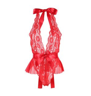 Lingerie Bodysuit with Ruffles and Red Belt L/XL – image 5