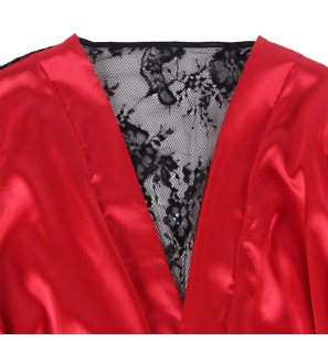 Nuisette en dentelle à dos transparent avec ornement rouge et noir – photo 5
