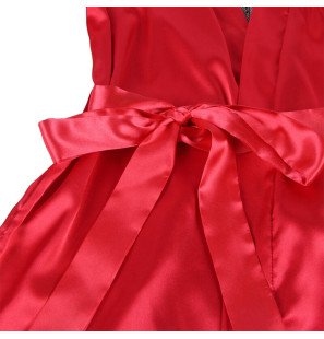 Nuisette en dentelle à dos transparent avec ornement rouge et noir – photo 7