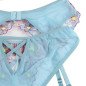 Blue Floral-Print Lingerie Set with Bra, Briefs and Garter Belt S/M – image 7