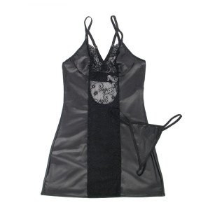 Black leather lingerie dress L/XL – image 5
