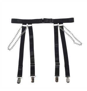 Schwarzer Body mit Ketten und Strumpfhalter S/M – Bild 8