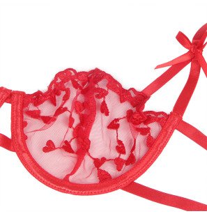 Ensemble de lingerie rouge à imprimé cœur avec porte-jarretelles L/XL – photo 7