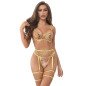 Ensemble de lingerie jaune à motif floral avec porte-jarretelles L/XL – photo 4
